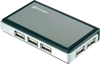 6 Port USB 2.0 nav med laddkabel