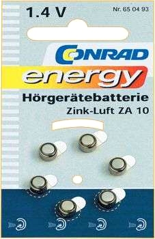 Batterier för hörapparat, zink/luft, ZA10