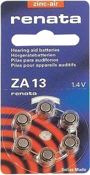 Batterier för hörapparat, zink/luft, ZA13