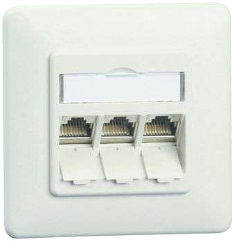 BTR CAT 6a RAL 9010 infälld nätverksdosa 3x RJ45