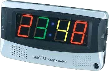 Klockradio med flerfärgad display