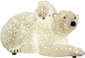 LED-figur med fiberoptik, isbjörnar, plast, 3 funk
