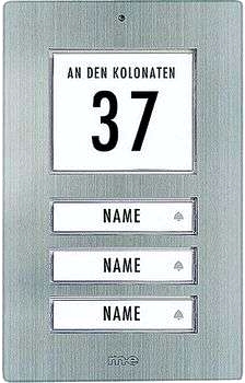 Platta till dörrklocka 3 fam. Rostfritt stål