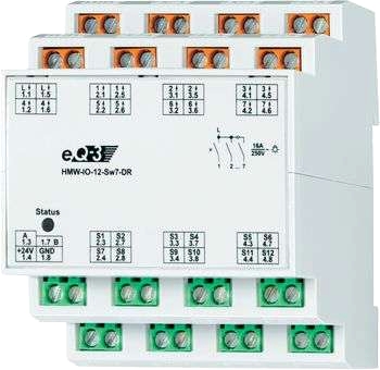 RS485 I/O-modul 12 ingångar, 7 kopplingsutgångar