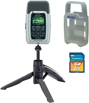 Sparset Zoom H2 + SD-kort + stativ + väska