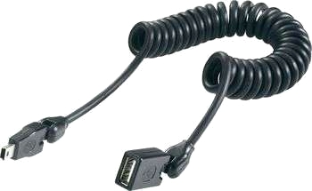 USB 2.0 Spiralkabel A-uttag/5pol. Mini kontakt